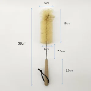 Natural Sisal Bottle Cleaning Brush Wooden Handle Stainless Steel Twisted Wire Cup Glass Tube Washing Brush