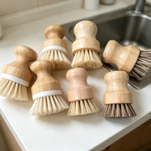 Natural Sisal Wooden Dish Scrubber Cleaning Tools Household Cleaning Tools Accessories Bamboo Dish Brush Kitchen Cleaning Brush