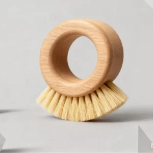 Natural Solid Beech Wood Handle Manual Cleaning Brush with Polished Grip Built-In Hanging Hole for Space-Saving Storage