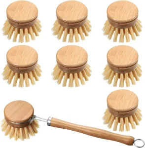 Natural Wood Bamboo Handle Dish Brush Set Sisal Kitchenware Cleaning Brushes for Pot Pan Tableware Dish Washing