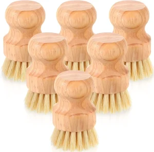 Natural Wooden Dishwashing Brush Sisal Bamboo Round Cleaning Brush for Pots Pans Eco Friendly Household Cleaning Tool