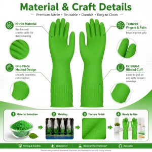 Nature Latex Flexible Household Cleaning Long Cuff Customized Color Size Waterproof Reusable Hand Gloves