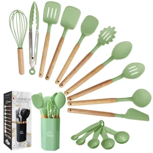 New 12 Piece Silicone Cooking Spatula Set with Plastic Grip Versatile Kitchen Utensils and Smart Gadgets New Design