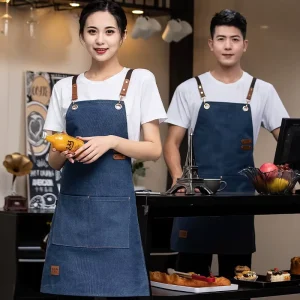 New Custom Iogo Workwear Dirt Resistant Waterproof Oil Resistant Kitchen Pure Cotton Canvas Thickened Apron