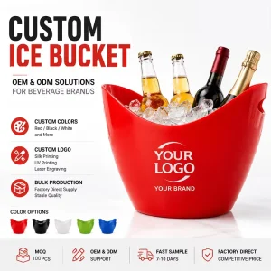 New Design 2L 4L 8L 12L Plastic Ice Bucket Promotional Fool Grade Bar Beer Champagne Cooler Container Customized Ice Bucket