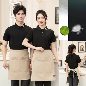 New Design Canvas Adjustable Strap Half Apron Heavy duty Apron Custom logo Multiple Utility Pockets Kitchen Apron