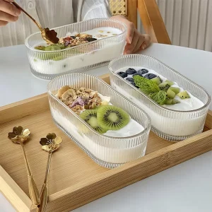 New Design High Quality Snack Dessert Fruit Salad Party Use Kitchen Cute Minimalist Eco friendly Glass Bowl