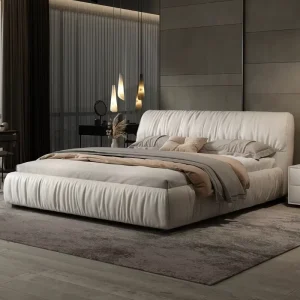 New Design Home Furniture High End Modern Fabric Upholstered Queen Size Bed Luxury Wooden King Size Bed for Bedroom Hotel