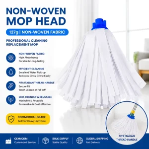 New Design Manual Eco Friendly Socket Non woven Wet Mop Head Replacement for Household Floor Cleaning