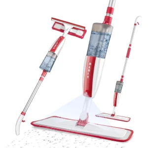 New Design Multi-functional 2 in 1 Microfiber Cloth 360 Rotating Squeeze Red Spray Mop Window Cleaning Mops
