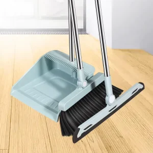 New Design Plastic Broom and Dustpan Set with Stainless Steel Broomstick Environmentally Friendly Household Cleaning Tool