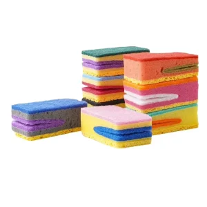 New Design U Shaped Dish Scrubber Pad Cleaning Cellulose Sponge Kitchen Non Scratch Scrub Sponges