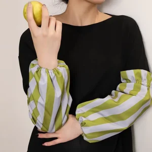 New Design Work Kitchen for Dish Washing Striped Anti oil Waterproof Polyester Arm Sleeves Covers Oversleeve