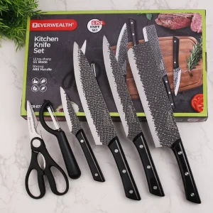 New Ergonomic Design Female friendly Lightweight Forged Stainless Steel Household Chef Kitchen Knives Super Sharp 6pcs Knife Set