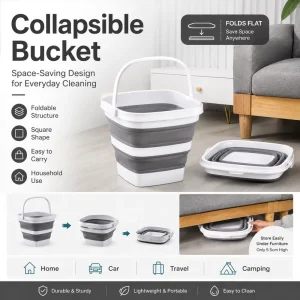New Factory Stocked 10L Square Collapsible Plastic Bucket Portable Foldable Design for Household Outdoor Use