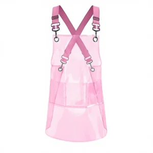 New Fashion Pink Clear Transparent PVC Sleeveless Bib Kitchen Apron Durable Waterproof Cleaning for Restaurant Hairdresser Cafe