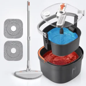 New Flat Spinning Mop Dual Water Separation Cleaning Tool Self Cleaning Mop and Bucket for Home Floor