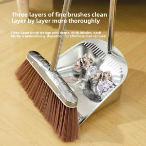 New Household Aluminum Broom Dustpan Set Combination Stainless Steel Serrated Dustpan Cleaning Floor Scraper