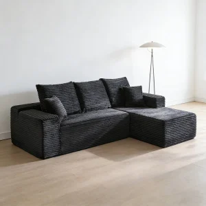 New L Shape Multifunctional Sofa Bed with Plush Fabric Cover and Foam Support