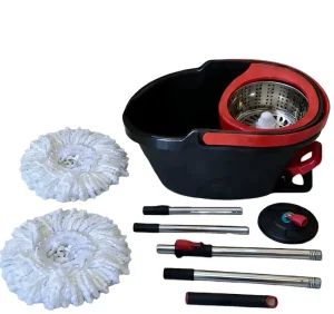 New Microfiber Magic Handle Mop Telescopic Steel Hand Free 2 Mopheads Set Box Packed Household Floor Cleaning Plastic Basket