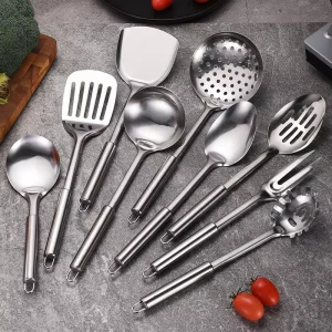 New Product Ideas Home and Kitchen 9 Piece Set Stainless Steel Utensil Set Soup Ladle Slotted Pasta and Turner