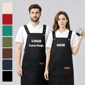 New Style Canvas Sleeveless Waterproof Oilproof Kitchen Aprons for Cooking Work Gardening Restaurants Custom Logo Printing Food