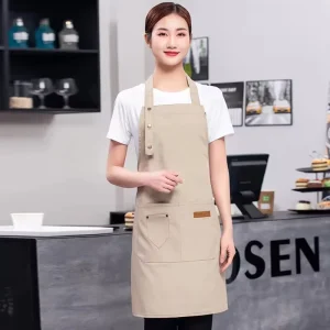 New Style Waterproof Canvas Sleeveless Work Apron Modern Minimalist Logo Printable Workwear Available