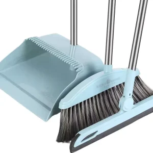 New Sweeping Broom Set Plastic Stainless Steel Broom Household Soft Broom Long Scraping Dustpan Combination