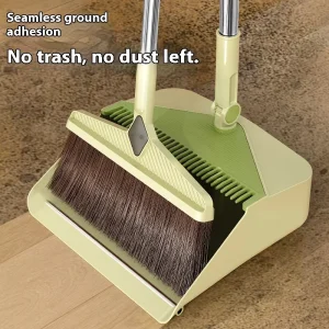 New Upgraded Modern Soft Bristles Light Weight Durable Household Floor Cleaning Long handled Foldable Broom Dustpan Set