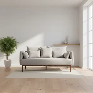 Nisco Factory Direct Sales Modern 3 Seater Sectional Sofa New Design Minimalist Linen Fabric Wood Legs High Quality