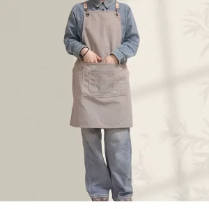 Niuweili Canvas Sleeveless Bib Apron Customized Catering Anti Fouling Milk Tea Coffee Restaurant Kitchen Workwear Thickened