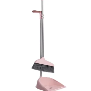 No-Bending Stand-Up Plastic Broom and Dustpan Set