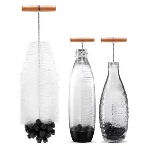No Dead Corner Long Reach Wooden T Grip Bottle Cleaning Brush Set Nylon Bristle Sponge Tip Cleaner for Home Cafes Drinkware