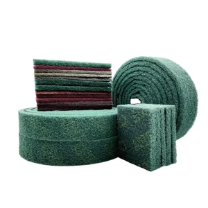 Non Abrasive Kitchen Cleaning Scrubber Handle Thick Nylon Dish Scrub Pad Non Woven Heavy Duty Sponge Scouring Pad Roll