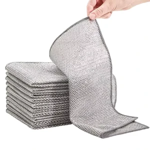Non Scratch Reusable Scrubbing Cloth Metal Cleaning Cloths Mesh Dishcloth for Kitchen Cleaning
