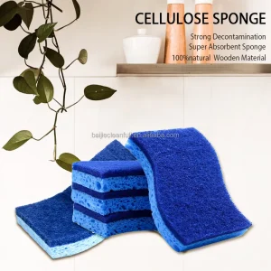 Non Scratch Scrub Sponge S Shape Scouring Pad Cellulose Sponge Dual Sided Dish Sponge for Kitchen