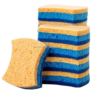 Non Scratch Scrub Sponge S Shape Scouring Pad Cellulose Sponge Dual Sided Dish Sponge for Kitchen