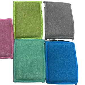 Non Scratch Scrub Sponges Eco Material Scouring Pad Scrubber Kitchen Cleaning Premium Microfiber Heavy Duty Sponge for Kitchen