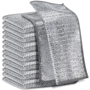 Non Scratch Wire Dishcloth Multipurpose Wire Dishwashing Rags Steel Wire Cloth Mesh Miracle Cleaning Cloths for Kitchen Dishes