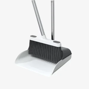Non Stick Hair Broom Long Handle Iron Soft Bristle Cleaning Broom With Dustpan
