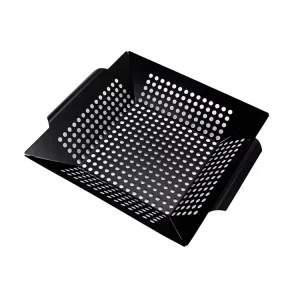 Non-Stick Metal BBQ Vegetable Grill Basket Square or Round Barbecue Pan