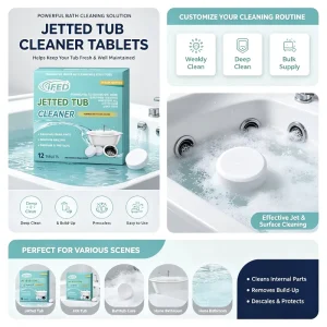 Non-Toxic Whirlpool Jet Bathroom Descaler and Odor Neutralizer Cleaning Tablet