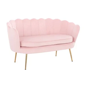 Nordic 2-Seater Accent Velvet Shell Sofa with Gold Legs