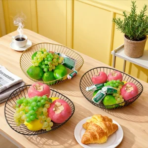Nordic Geometric Metal Fruit Bowl for Snack Storage and Home Decor