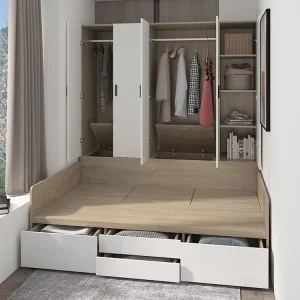 Nordic King and Queen Size Storage Bed with Drawers