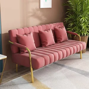 Nordic Light Luxury Fabric Sofa Modern Home Living Room Bedroom Simple Velvet Fabric Sofa Iron Frame