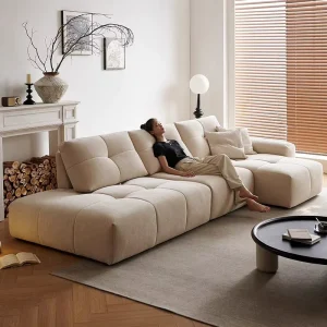 Nordic Minimalist L-Shaped Modular Sofa Bed Set Scratch-Resistant Comfortable