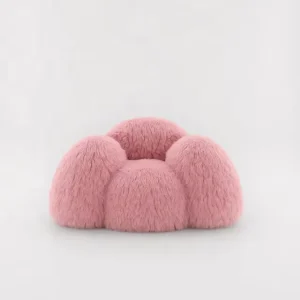 Nordic Simple Teddy Fabric Sheepskin Sofa Chair Pink Furry Shaggy Living Room Sofa