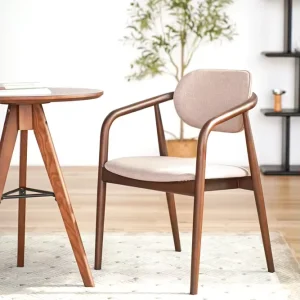 Nordic Solid Wood Dining Chair with Cushioned Seat for Hotel Cafe Restaurant