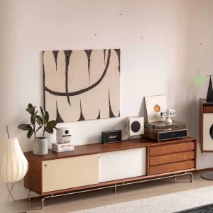 Nordic Solid Wood TV Cabinet with Storage for Small Apartments